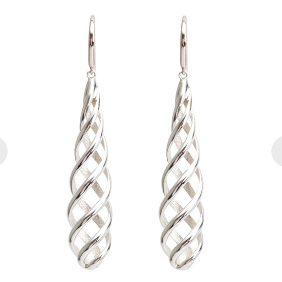 Tiffany & Co. Silver Venezia Luce Spiral Earrings - Picture 2 of 8
